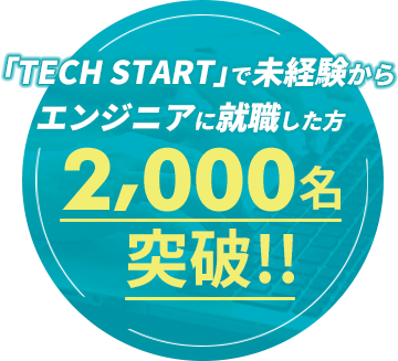 「TECH START」で未経験からエンジニアに就職した方 2,000名突破!!